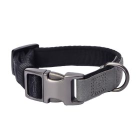 PETMARVEL Heavy Duty Solid Dog Collar Neoprene Padded 1 In Wide (Option: Grey-Small)