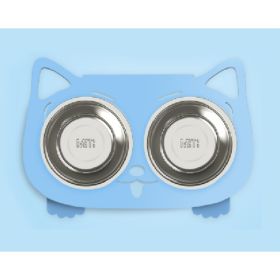 Anti-falling Cat Dog Feeding Water Bowl (Option: Blue-Style1)