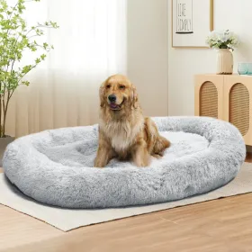 Large Dog Bed 67x43x8 Inches - Super Soft, Machine Washable & Portable With Handles, Non-Slip Bottom For Safety (Option: Gray)